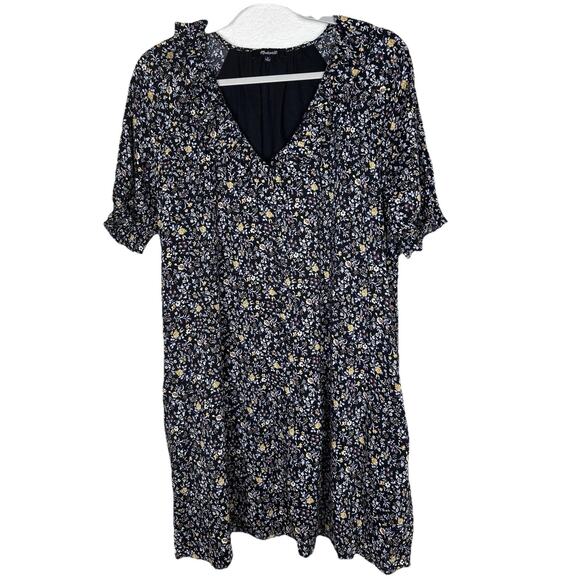 Madewell Womens Sz S black floral shirt dress button front Bohemian Cottagecore - Picture 1 of 10